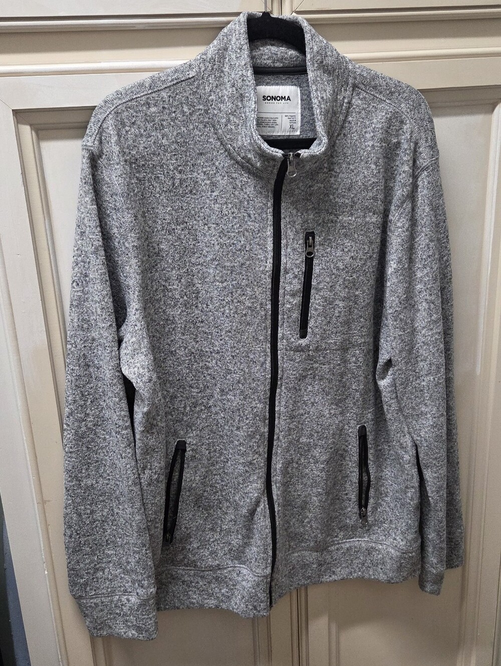 Sonoma Men's Light Heather Gray Full-Zip Sweater Jacket Size XL